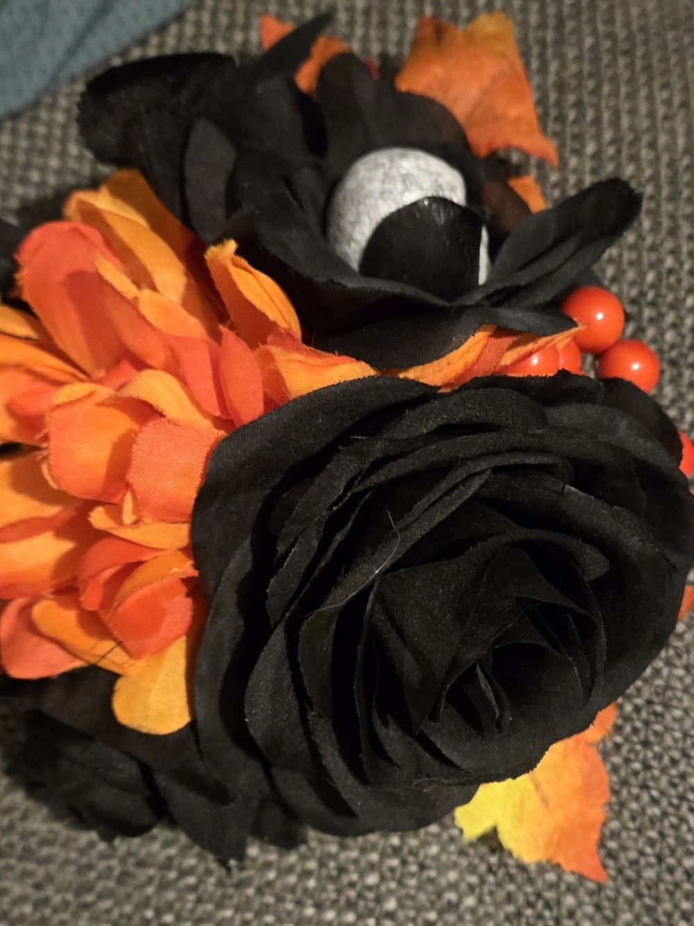 Black and Orange Floral Hair Clip - Halloween Accent